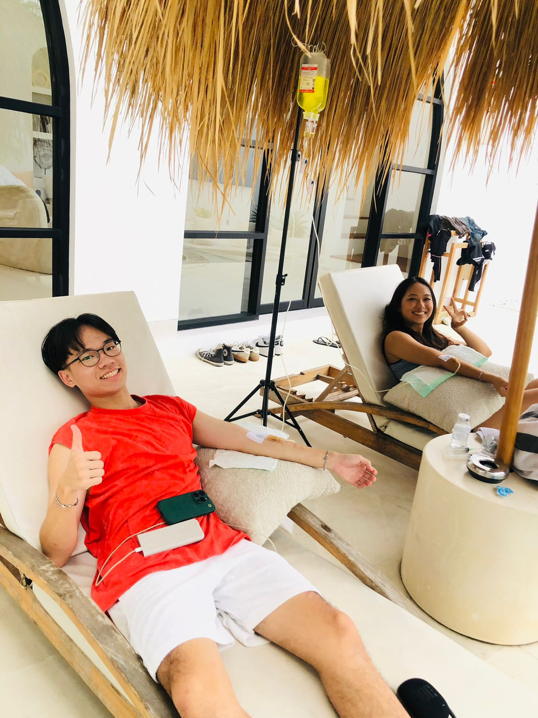 Client receiving IV drip at Canggu Bali hotel
